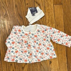 NWT petit Bateau organic cotton Floral Baby girl cardigan 6M